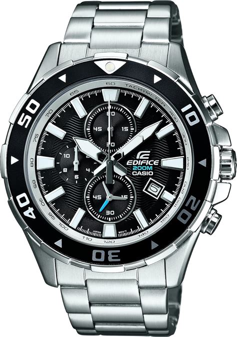 casio edifice men s quartz watch with black dial analogue display and silver stainless steel