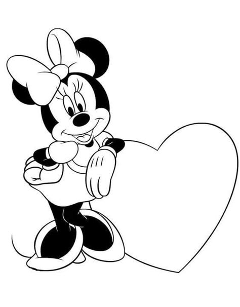 Coloriage Minnie Mouse Avec Coeur Télécharger Et Imprimer Gratuit Sur