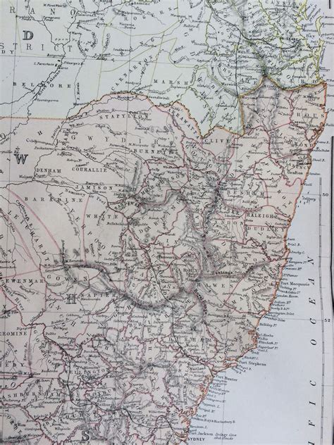 1882 Queensland New South Wales And Victoria Large Original Antique Map