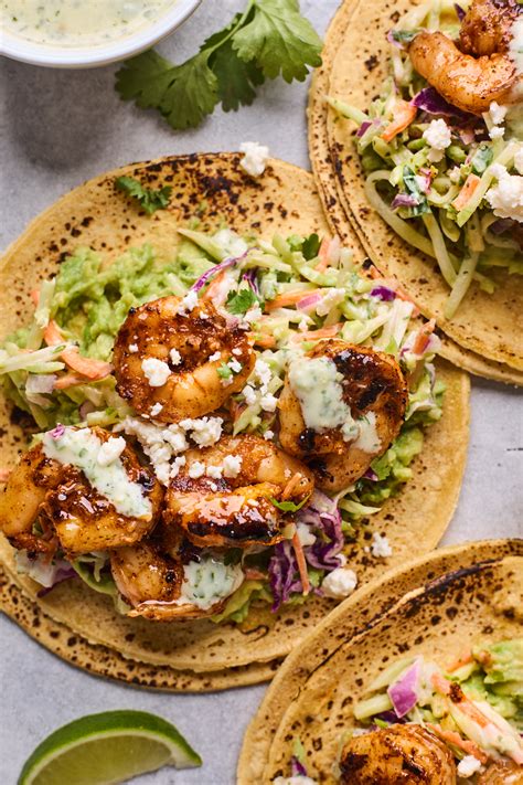 Grilled Shrimp Tacos With Cilantro Lime Slaw Olive And Mango