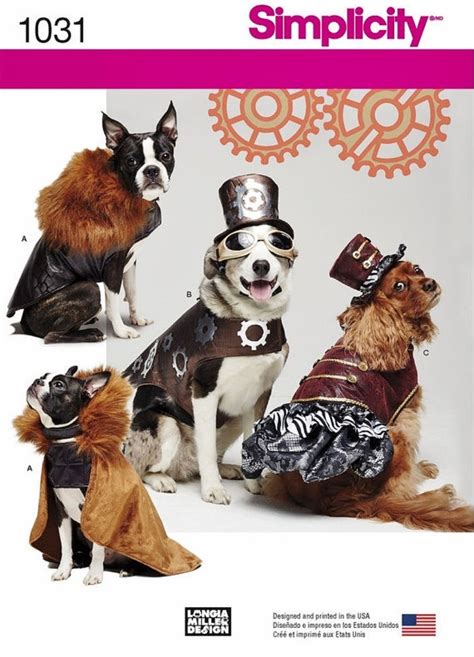 Steampunk Doggy Pattern Dog Costume Coats And Hats Pattern Simplicity Sewing Pattern 1031 By