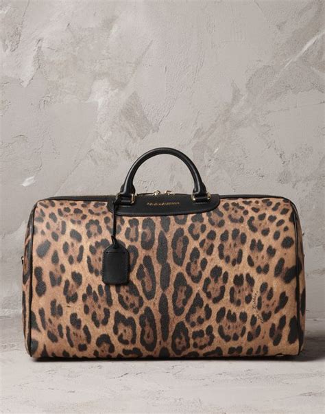 Leopard Print Textured Leather Megan Travel Bag Large Leather Bags