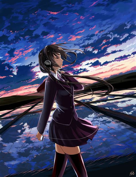 Music Sky Girl Art Beautiful Pictures Anime
