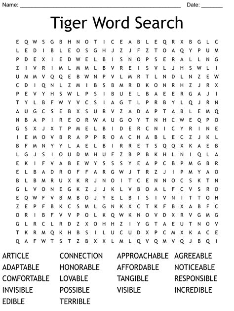 Tiger Word Search WordMint