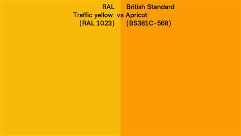 Ral Traffic Yellow Ral 1023 Vs British Standard Apricot Bs381c 568