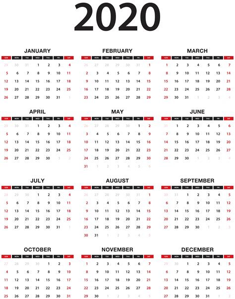 2020 Calendar Png Background Image Png Mart
