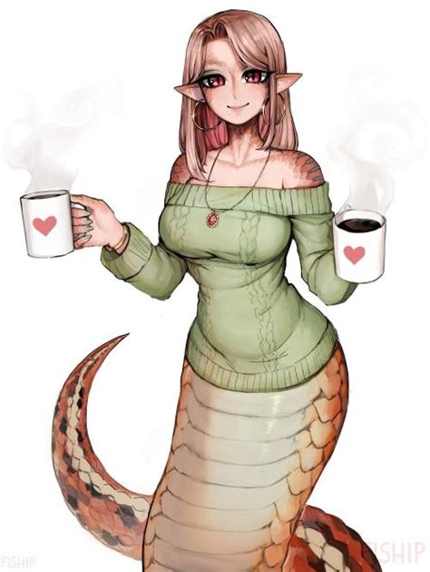 Fiship Snake Girl Monster Girl Character Art