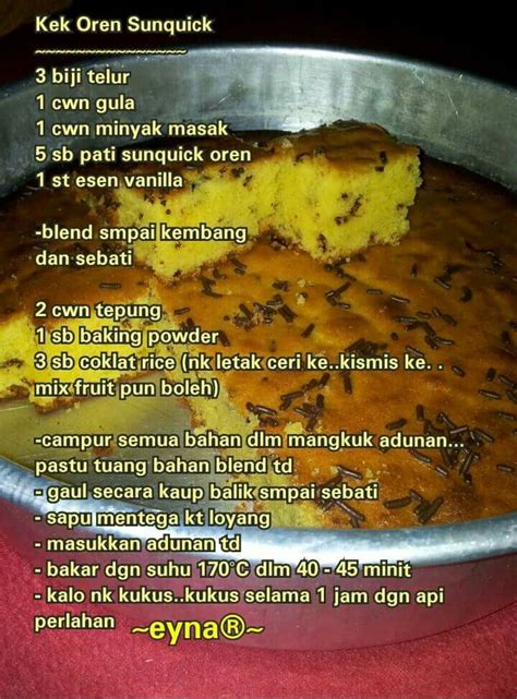 Kek oren sunquick yang penuh dengan rasa orennya.kali pertama membuatnya saya tidak meletakkan sebarang topping di atasnya.sedap juga di makan tanpa di letak topping. Pin on cakes & muffins