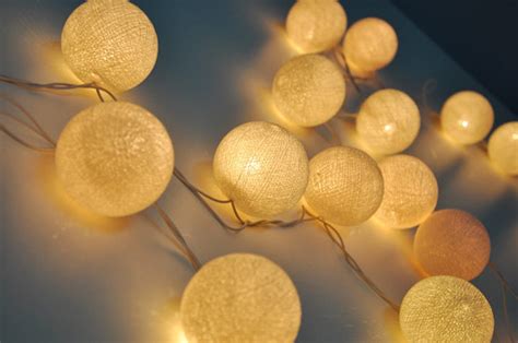 Ivory White Cotton Ball String Lights For Patioweddingparty Etsy
