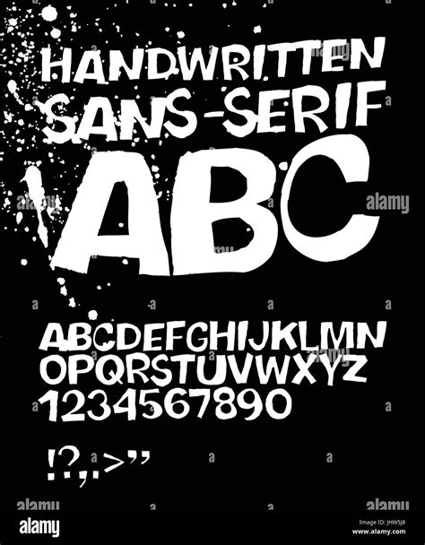 Handwritten Grunge Sans Serif Alphabet Vector Eps 8 Stock Vector