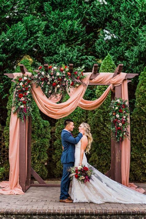 Outdoor Weddingceremony Decor Wooden Arch With Draped Fabric