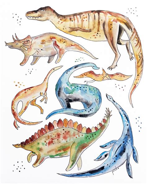 Dinosaurs Print Art My Arts Watercolor Paintings