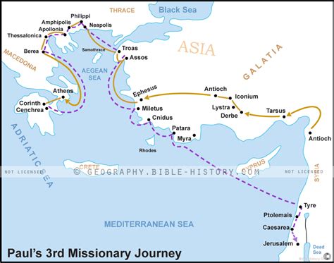 Acts Pauls Third Missionary Journey Basic Map 72 Dpi 1 Year License Bible Maps And Images
