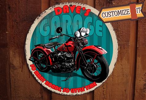 Custom Vintage Motorcycle Sign Featuring Your Motorcycle Etsy