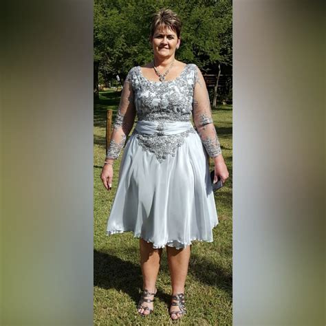 Grey Knee Length Mother Of The Bride Dress Marisela Veludo Fashion