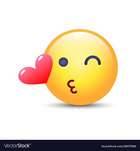 Emoticon Face Throwing A Kiss Winking Smiley With Vector Image