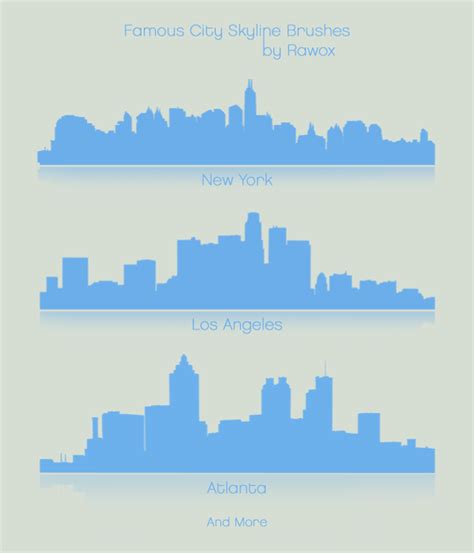 Famous City Skylines Symbol Photoshop Brushes