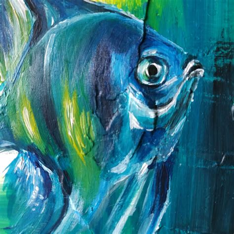 Angelfish Painting Original Acrylic Fish Artwork Tropical Etsy