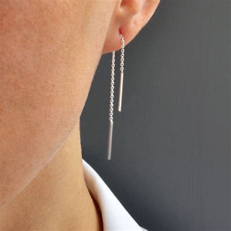 Sterling Silver Trace Threader Chain Earrings By Martha Jackson Sterling Silver