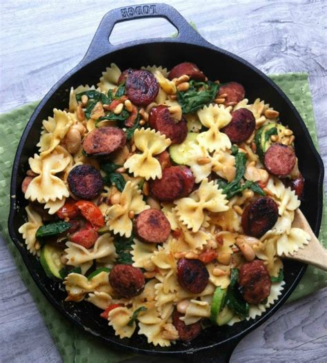 Smoked Sausage Pasta W White Beans Spinach And Toasted