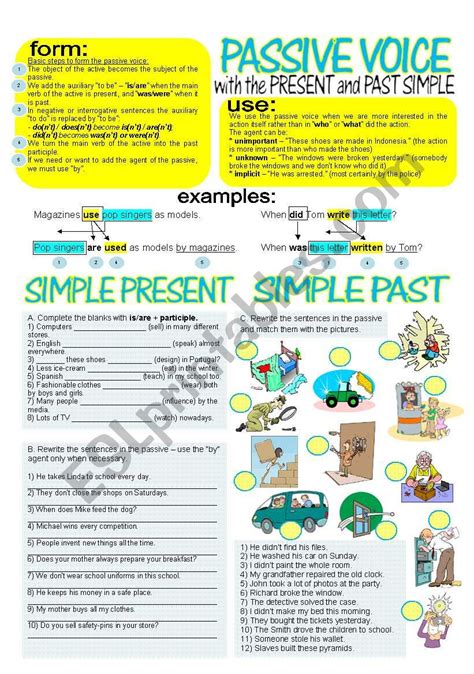 Passive Voice With Present Past Simple Key Esl Worksheet By Cagreis