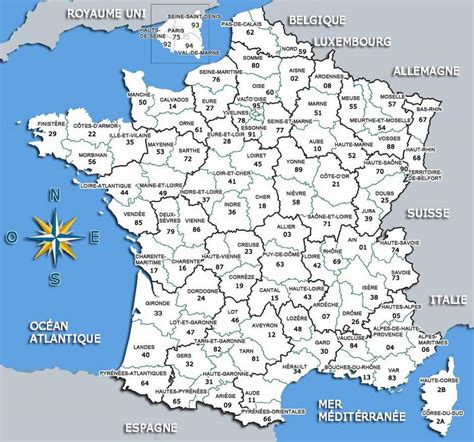 Le département et le second niveau de découpage administratif de la république française après la région (premier niveau). Carte des départements de France - Arts et Voyages