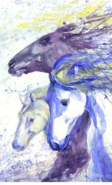 Horse Racing Abstract Painting Watercolor Horse Art