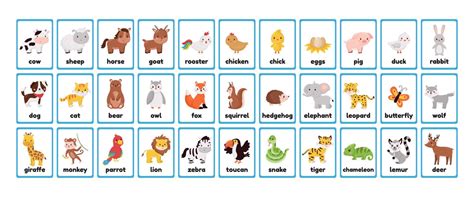 Big Printable Animals Flashcards Collection For Learning English Words
