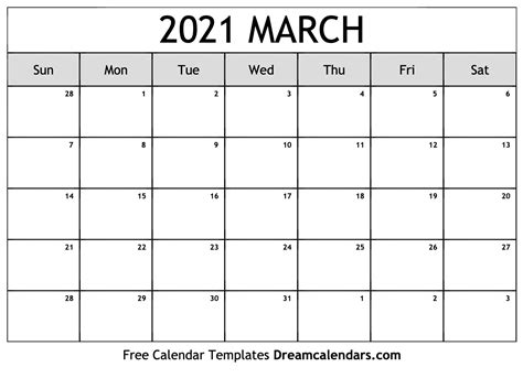 Free download monthly 2021 calendar templates. March 2021 calendar | free blank printable templates