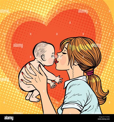 Besos Mamá Bebé Mujer Madre Imagen Vector De Stock Alamy