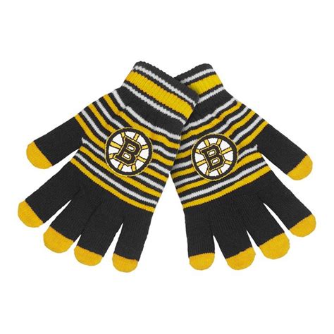 Nhl Boston Bruins Stripe Knit Gloves Adult Unisex Size One Size