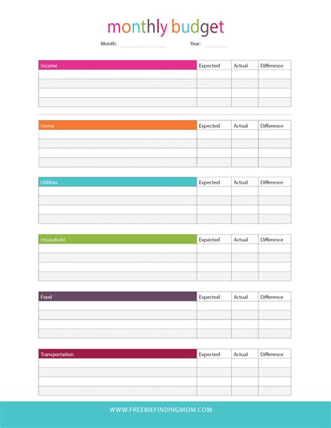 Household Budget Sheet Printable Vimyte