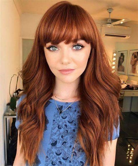 copper looks long hair with bangs haircuts for long hair hairstyles with bangs pretty