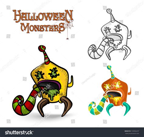 Halloween Monsters Spooky Creatures Set Illustration Eps10 Vector File