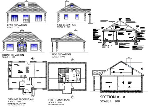 36x26 G1 2bhk Tiny House Blueprint Plan With Frontrear
