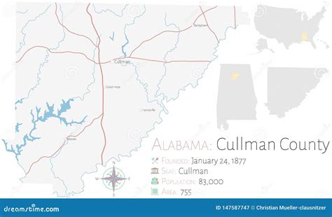 Map Of Cullman County In Alabama Stock Vector Illustration Of
