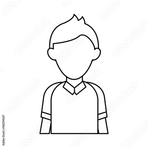 Portrait Of Faceless Young Man Icon Image Vector Illustration Design Black Line Stock Image