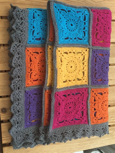 Granny Square Crochet Blanket Rug Afghan Willow Square Etsy