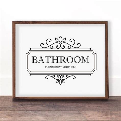 Please seat yourself, bathroom wall decor, printable wall art, funny bathroom art, restaurant decor, bathroom sign, bathroom print, washroom. This darling vintage bathroom sign is simple, elegant and ...