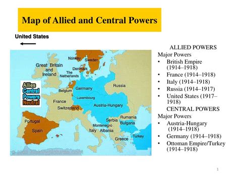 Ppt Map Of Allied And Central Powers Powerpoint Presentation Free