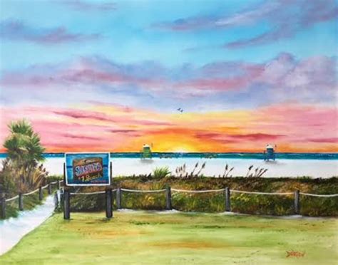 Sunset At Siesta Key Public Beach Painting By Lloyd Dobson