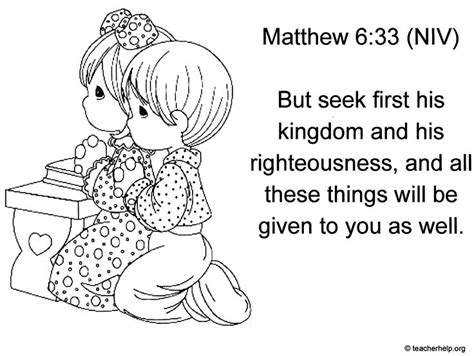 After your kids fill some color on the paper, the picture model can be different from previous stage. Matthew 6:33 can be downloaded from http://www.teacherhelp ...