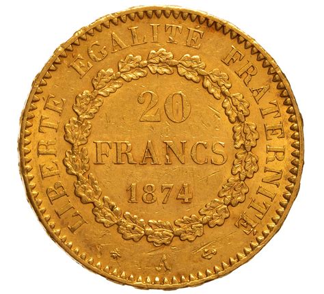 Buy 1874 Gold Twenty French Franc Coin From Bullionbypost From £37280