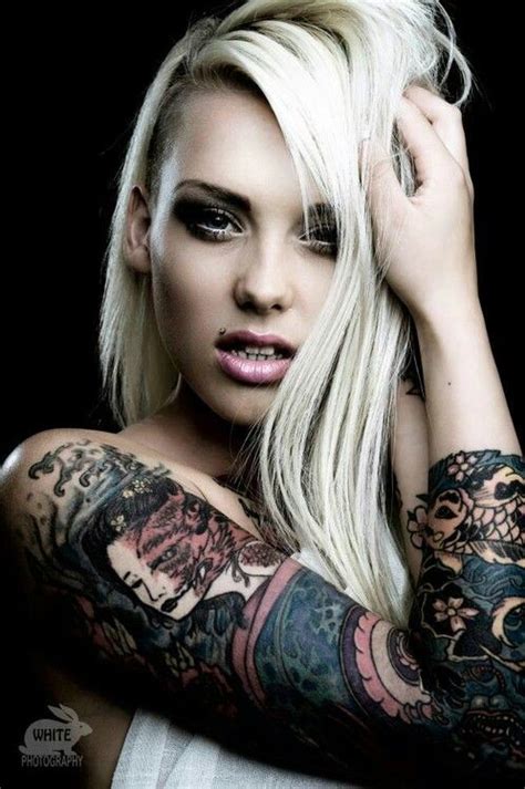 Fierce Tattooed Girl Blonde Tattoo Girl Tattoos Inked Girls