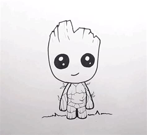 How To Draw Groot Easy For Kids Full Video Tutorial Marvel Art