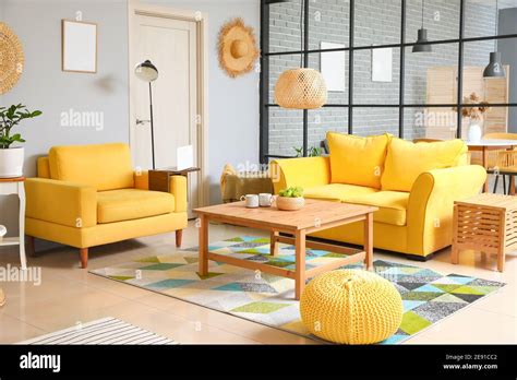 Stylish Interior Of Living Room Stock Photo Alamy