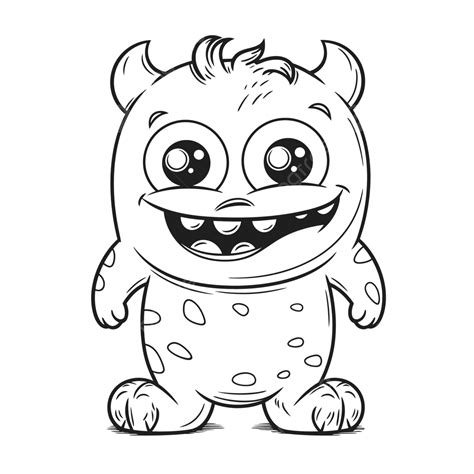 Cute Cartoon Monster Coloring Page Outline Sketch Drawing Vector