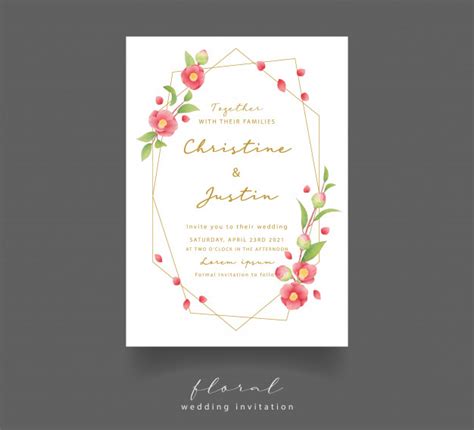 Premium Vector Wedding Invitation With Watercolor Camellia Flowers