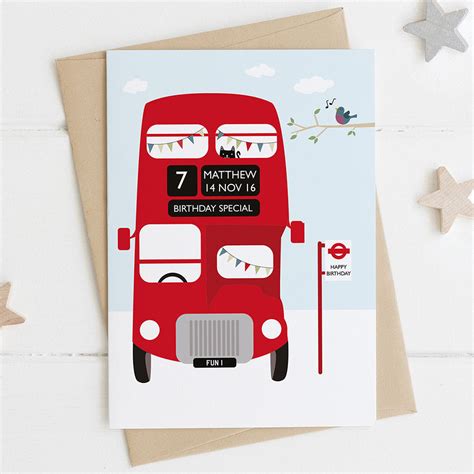 Personalised London Bus Birthday Card