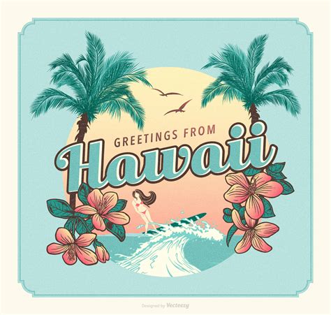 greetings from hawaii retro post card vector 198781 vector art at vecteezy